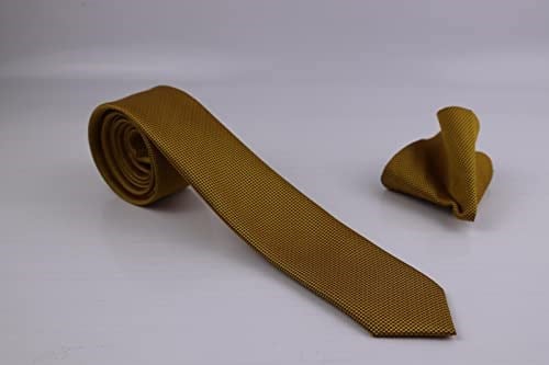1.Kalite Özel Desenli Kravat Mendil Seti - Sarı sarı sarı ars-465