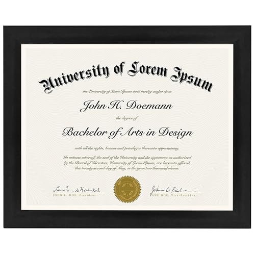 (1, Black) - Americanflat Document Frame - Made to Display Certificates 22cm x 28cm - Document Frames, Certificate Frames, Standard Paper Frame