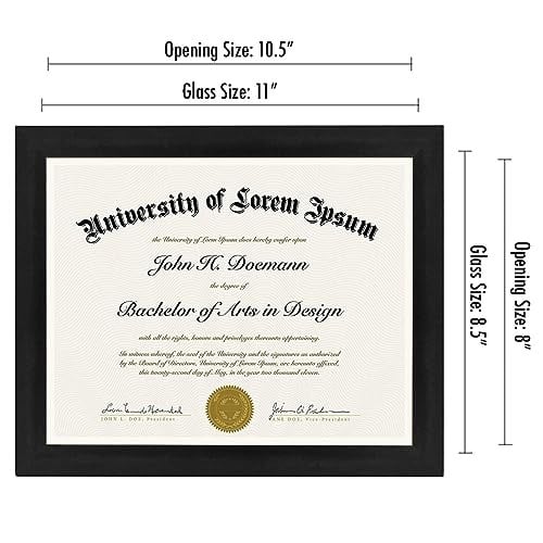 (1, Black) - Americanflat Document Frame - Made to Display Certificates 22cm x 28cm - Document Frames, Certificate Frames, Standard Paper Frame