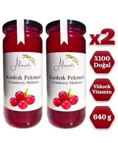 %100 Doğal Kızılcık Pekmezi Yüksek Vitamin ve Antioksidan Kaynağı (640g x2 Adet)