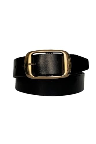 %100 Hakiki Deri, Gold Tokalı Kahverengi Kadın Kot, Spor Kemer 4 cm; Kahve-byn-25