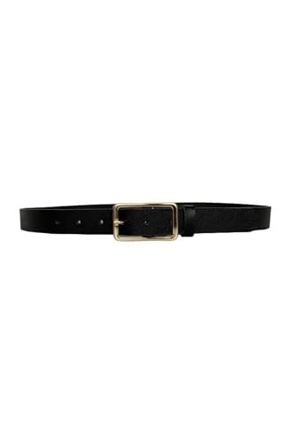 %100 Hakiki Deri Gold Tokalı Siyah İnce Kadın Kemeri, 3cm; 3cm-KDN-20-Siyah.DÜZ