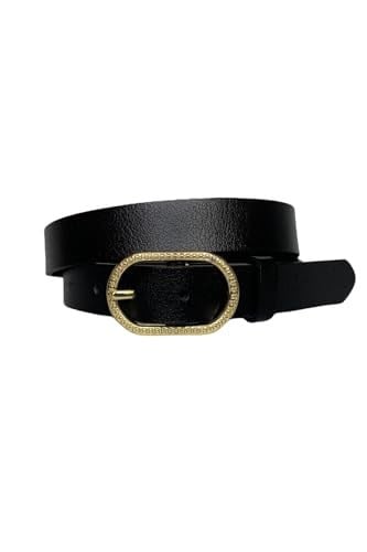 %100 Hakiki Deri Gold Tokalı Siyah İnce Kadın Kemeri, 3 cm; 3cm-KDN-32-Siyah.DÜZ