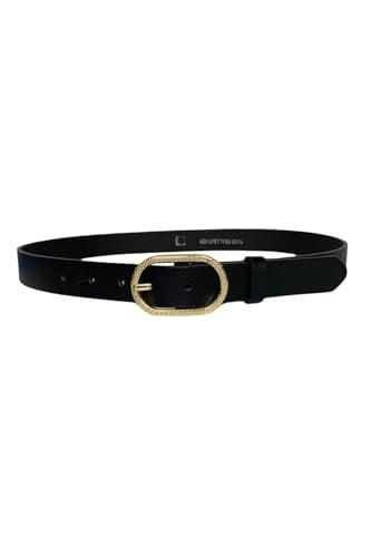 %100 Hakiki Deri Gold Tokalı Siyah İnce Kadın Kemeri, 3 cm; 3cm-KDN-32-Siyah.DÜZ