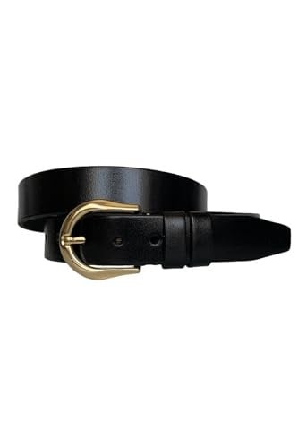 %100 Hakiki Deri, Gold Tokalı Siyah Kadın Kot Kemeri 4 cm; An-byn-70