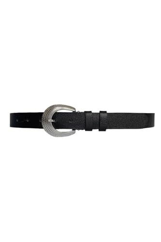 %100 Hakiki Deri Gümüş Tokalı Siyah İnce Kadın Kemeri, 3 cm; 3cm-KDN-34-Siyah.DÜZ