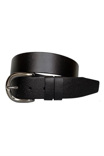 %100 Hakiki Deri, Gümüş Tokalı Siyah Kadın Kot Kemeri 4 cm; Flot.Siyah-byn-45