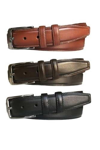 %100 Hakiki Kaliteli Deri 3lü Set Klasik Kumaş Pantolon Kemeri; Siyah, Lacivert, Kahverengi 3,5 cm, 3lü.KLA-01-02-03