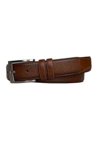 %100 Hakiki Kaliteli Deri, Dikişli Kahverengi Klasik, Kumaş Pantolon Kemeri 3.5 cm; Dk-141