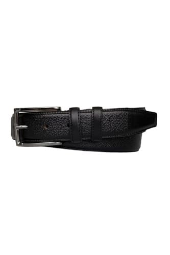 %100 Hakiki Kaliteli Deri, Dikişli Siyah Klasik, Kumaş Pantolon Kemeri 3.5 cm; Dk-140