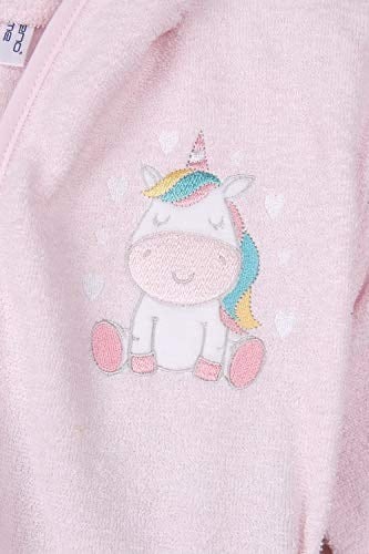 %100 Pamuk Unicorn Nakışlı Kapşonlu Kız Çocuk Bornoz