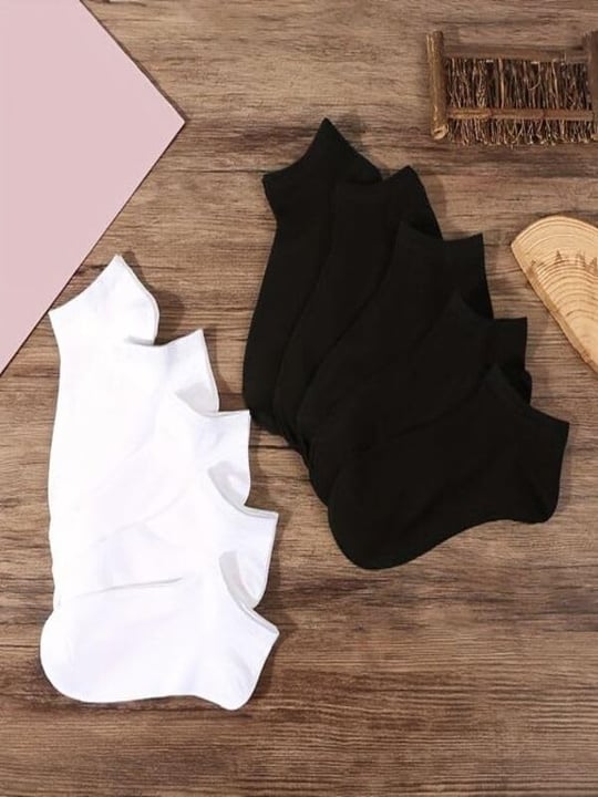 10lu Ekonomik Paket Siyah-Beyaz Unisex Kısa Spor Sneakers Çorap Tek Beden