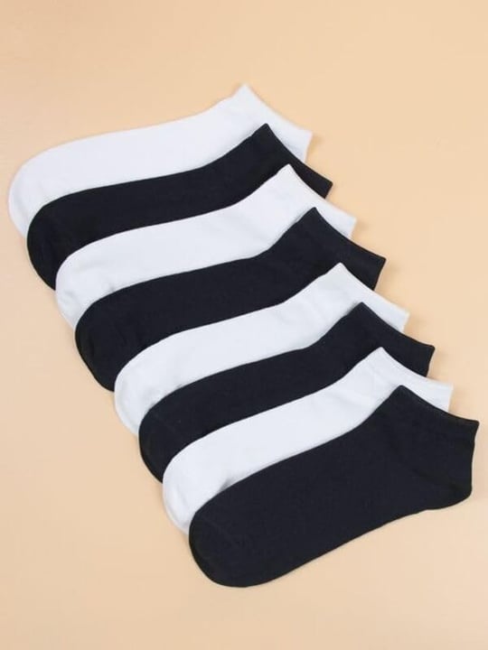 10lu Ekonomik Paket Siyah-Beyaz Unisex Kısa Spor Sneakers Çorap Tek Beden