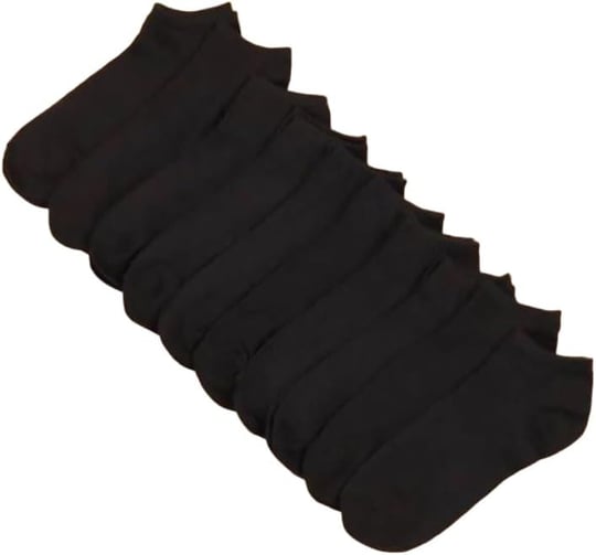 10lu Siyah Patik Ekonomik Paket Unisex Kısa Spor Sneakers Çorap