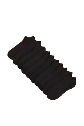 10lu Siyah Patik Ekonomik Paket Unisex Kısa Spor Sneakers Çorap