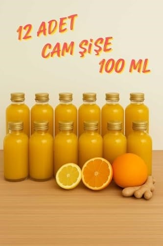 12 Adet Şeffaf Cam Shot Şişesi Sızdırmaz Gold Metal Kapaklı Kolonya Koku Süs Çok Amaçlı Şişe 100ml