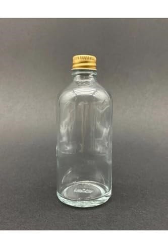 12 Adet Şeffaf Cam Shot Şişesi Sızdırmaz Gold Metal Kapaklı Kolonya Koku Süs Çok Amaçlı Şişe 100ml