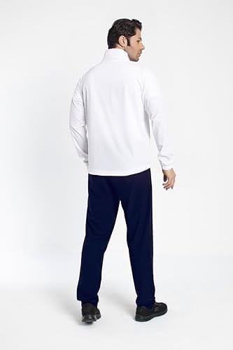 1242-08 Beden S Lycra Armüllü Erkek Eşofman Takım BEYAZ_LACİVERT