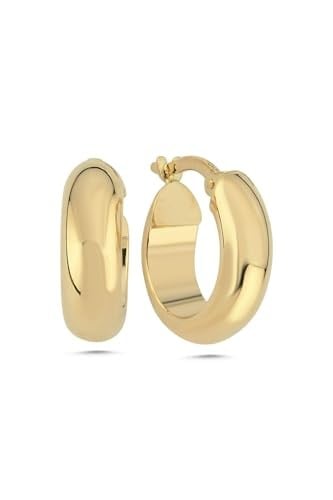 14 Ayar Altın Erkek 1.5 cm Kalın Halka Küpe ERKVRTZ115620 SARI