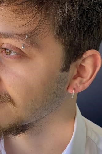 14 Ayar Beyaz Altın Burgulu Halka Erkek Küpe ERKZ091369