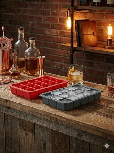 15li Silikon Buz Kalıbı 2li Set – Kırmızı, Esnek ve Kolay Çıkan Buzluk Kalıbı, Gıda Dostu, Bulaşık Makinesinde Yıkanabilir