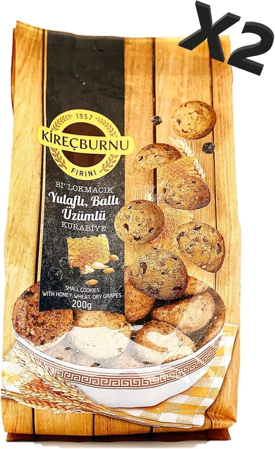 1957 KİREÇBURNU FIRINI YULAFLI, BALLI & ÜZÜMLÜ Bİ LOKMACIK KURABİYE 200 G x 2 PAKET