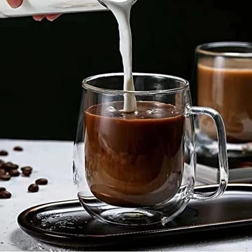 2 Adet Çift Cidarlı Cam Kupa Bardak 250 ml Çift Camlı Bardak Kupa Double Wall