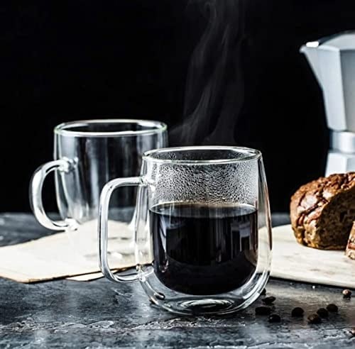 2 Adet Çift Cidarlı Cam Kupa Bardak 250 ml Çift Camlı Bardak Kupa Double Wall