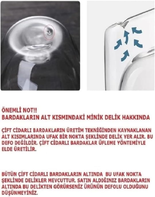 2 Adet Çift Cidarlı Cam Kupa Bardak Su Meşrubat Çay Saplı 250 ml