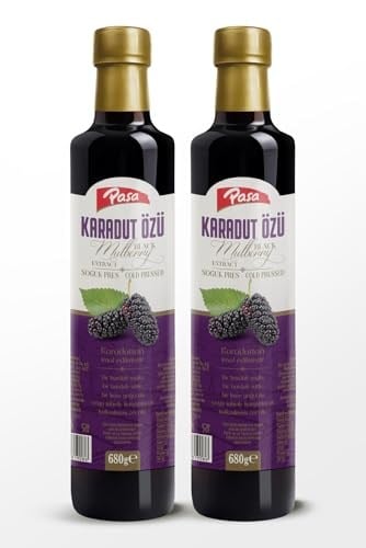 (2 Adet) Paşa Karadut Özü, 680g Şişe, Soğuk Pres İmal Edilmiş Doğal Meyve Özü