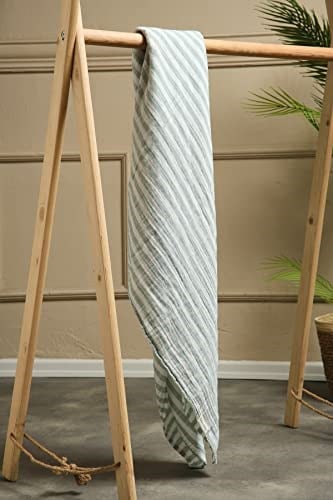 2 Kat Çizgili Müslin Kundak Bezi 40/40-120x120 cm Yeşil
