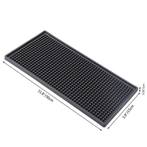 2 Paket Bar Servis Matı, Siyah Salon Berber İş İstasyonu Matı, Kaymaz Esnek Kauçuk Çalışma Matı, Bar Servisi için Profesyonel Tezgah Koruma Matı, Lavabo Matı, Güzellik Salonu 30 x 15 cm