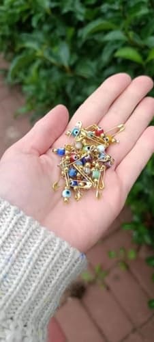 20 Adet 0.5 mm Maşallahlık İğneli Cam Karışık Renkli Nazar Boncuğu