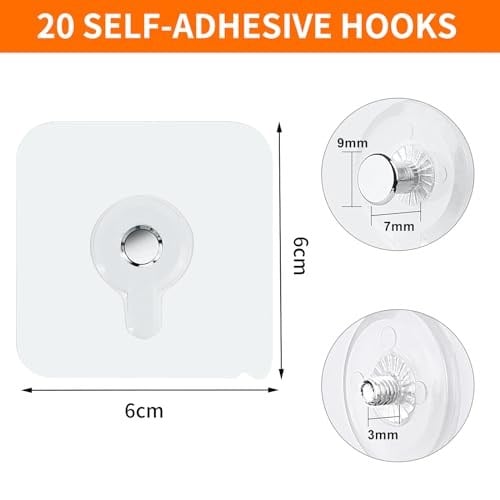 20 adet kendinden yapışkanlı resim kancası, şeffaf yapışkan kanca, resim asma, delme olmadan resim çerçevesi, kendinden yapışkanlı resim, poster, fotoğraf, dekoratif tablo için (20)