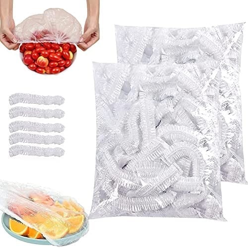 200 adet saklama torbası, elastik plastik saklama torbası, şeffaf saklama folyosu, gıda kapakları, tekrar kullanılabilir, sebze tazeliği koruması, duş başlığı