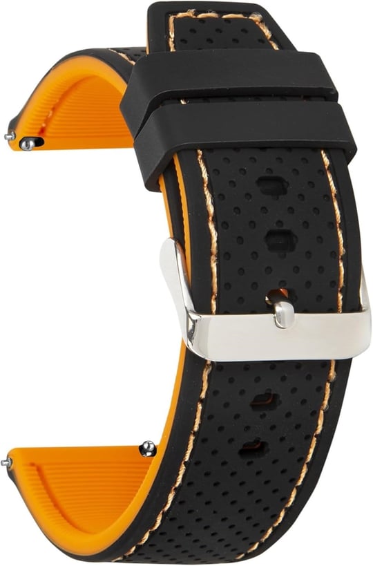 20mm-22mm-24mm Saat Uyumlu Delikli Spor Silikon Saat Kordonu Kayışı A54 - Seçenekler: Kırmızı-Beyaz, Kırmızı-Siyah, Mavi-Beyaz, Mavi-Siyah...