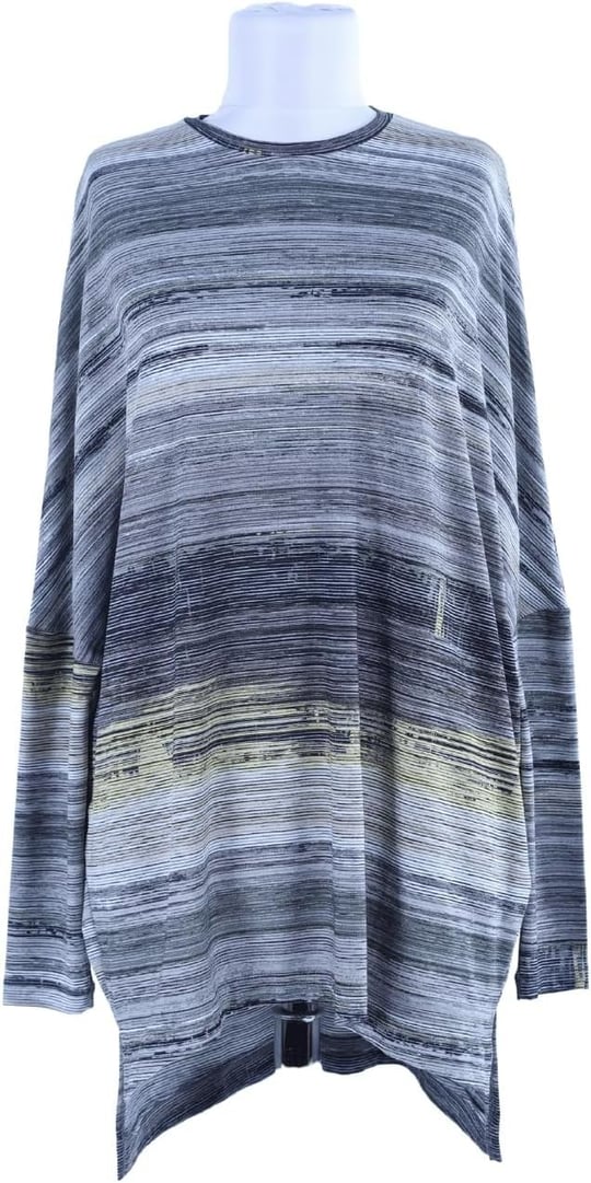 2165_Desenli Yırtmaçlı Oversize Tesettür Tunik