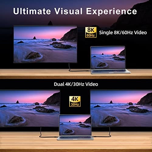 240W Thunderbolt 4 Kablo 6.5ft USB C Thunderbolt 4 Kablo Monitör Kablosu 40 Gbps Veri Aktarımını Destekler ve Thunderbolt 4/3 Monitör, Hub, Bağlantı İstasyonları ile Uyumlu Tek 8K/Çift 4K Video -