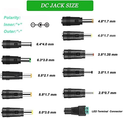 24V 2.5A AC DC Adaptör 60W Güç Kaynağı, LED Şerit Işığı, 3D Yazıcı, LCD Monitör, 5.5 x 2.5 mm ve 11 PCS DC Konnektörlü, 24 Volt 0-2500mA Cihazlarla Uyumlu