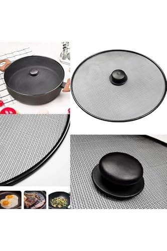 29 Cm Yağ Sıçratmaz Tel Kapak Üstten Tutmalı Metal Kızartma Kapağı Tava Üstü Sıçrama Önleyici Kapak