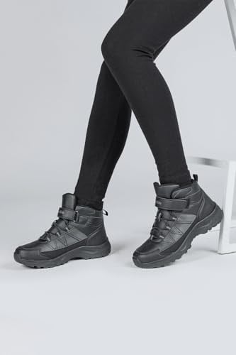29194 Cırtlı Yüksek Bilekli Full Siyah Üniseks Çocuk Sneaker Günlük Spor Ayakkabı