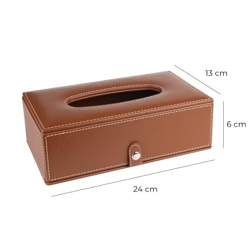 2K Suni Deri Peçetelik Mendil Kutusu 13 * 24 * 6 cm. Taba