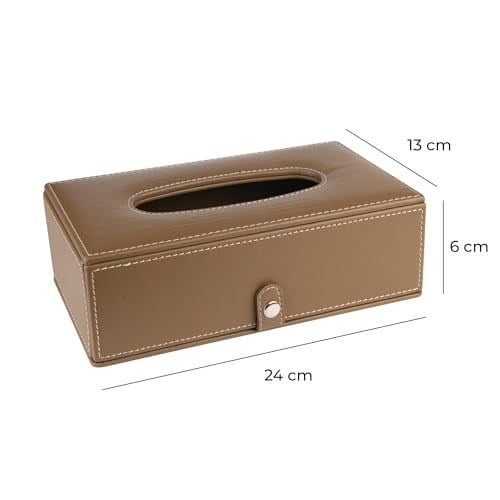 2K Suni Deri Peçetelik Mendil Kutusu 13 * 24 * 6 cm. Vizon