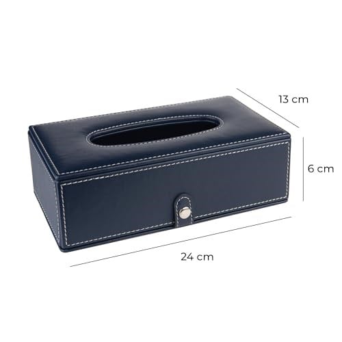 2K Suni Deri Peçetelik Mendil Kutusu 13 * 24 * 6 cm. Lacivert