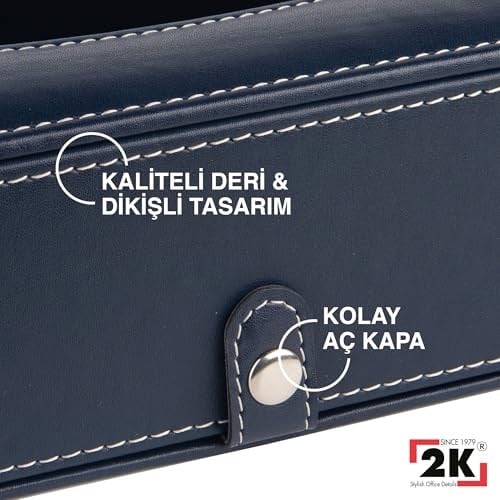 2K Suni Deri Peçetelik Mendil Kutusu 13 * 24 * 6 cm. Lacivert
