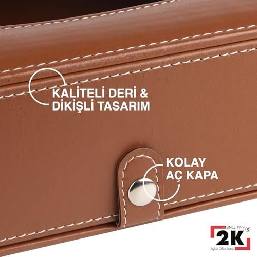 2K Suni Deri Peçetelik Mendil Kutusu 13 * 24 * 6 cm. Taba