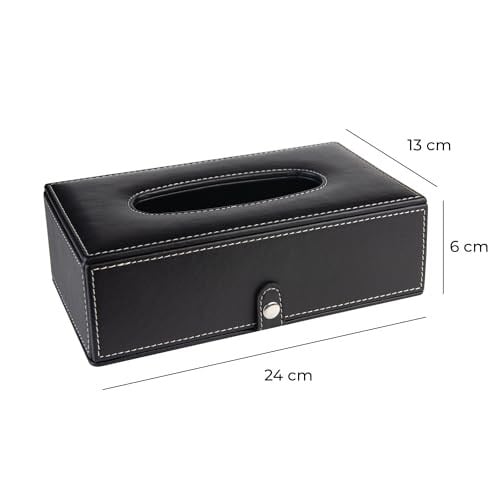 2K Suni Deri Peçetelik Mendil Kutusu 13 * 24 * 6 cm. Siyah