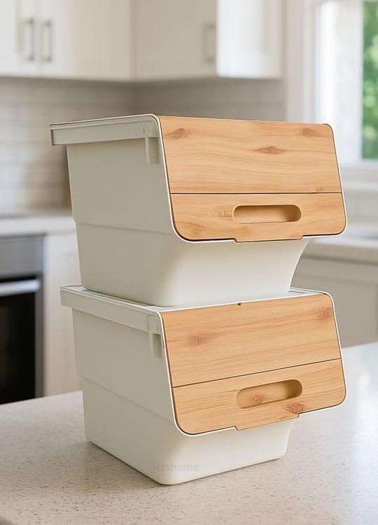 2li Bambu Patates Soğan Sepeti Tekerlekli Kapaklı Havalandırmalı 24 Litre Sebzelik Organizer