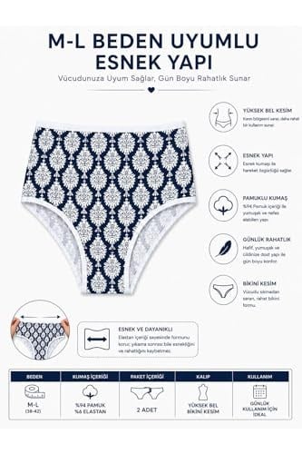 2li Kadın Damalı Bikini Külot Arka Düz Yüksek Bel İnce Lastik Ekonomik