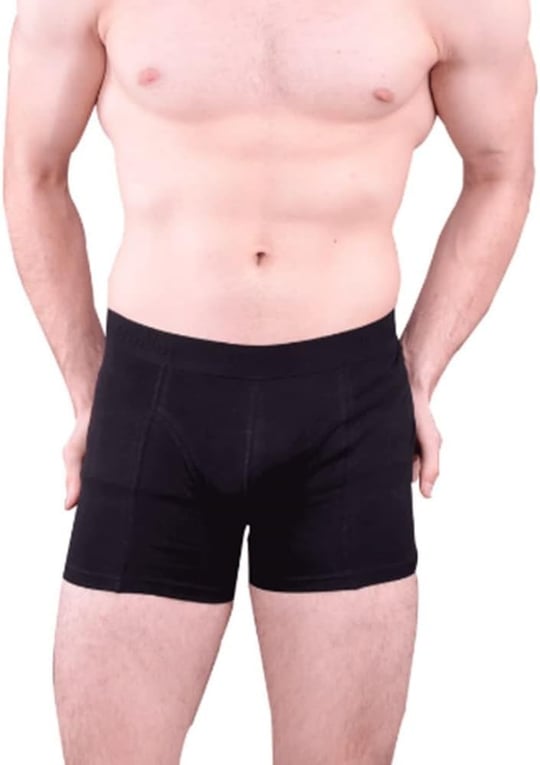 2Li Patentli Gümüş İplikli Likralı Erkek Boxer Gümüş Patentli (Siyah, L)